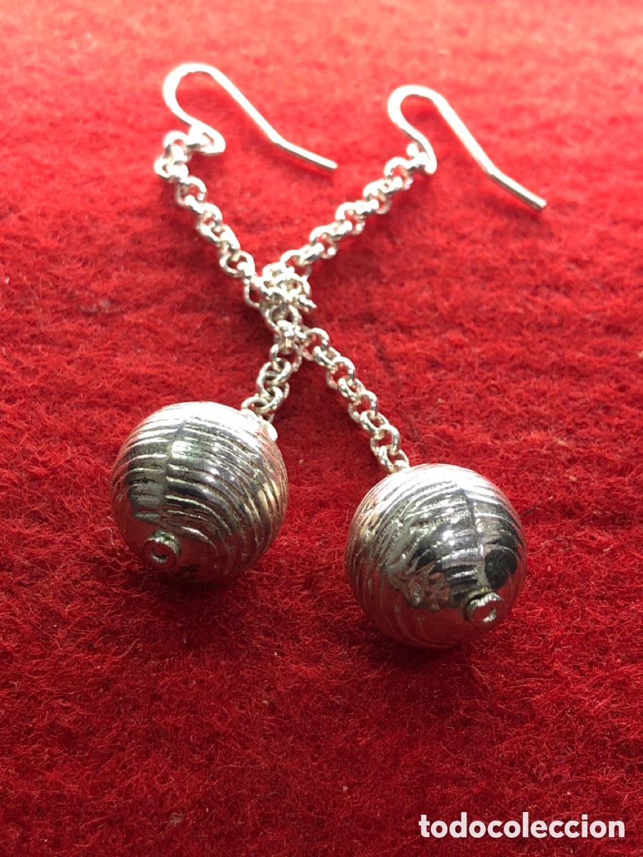Joyeria: Pendientes cadena con bola, color plata (L1) - Foto 2