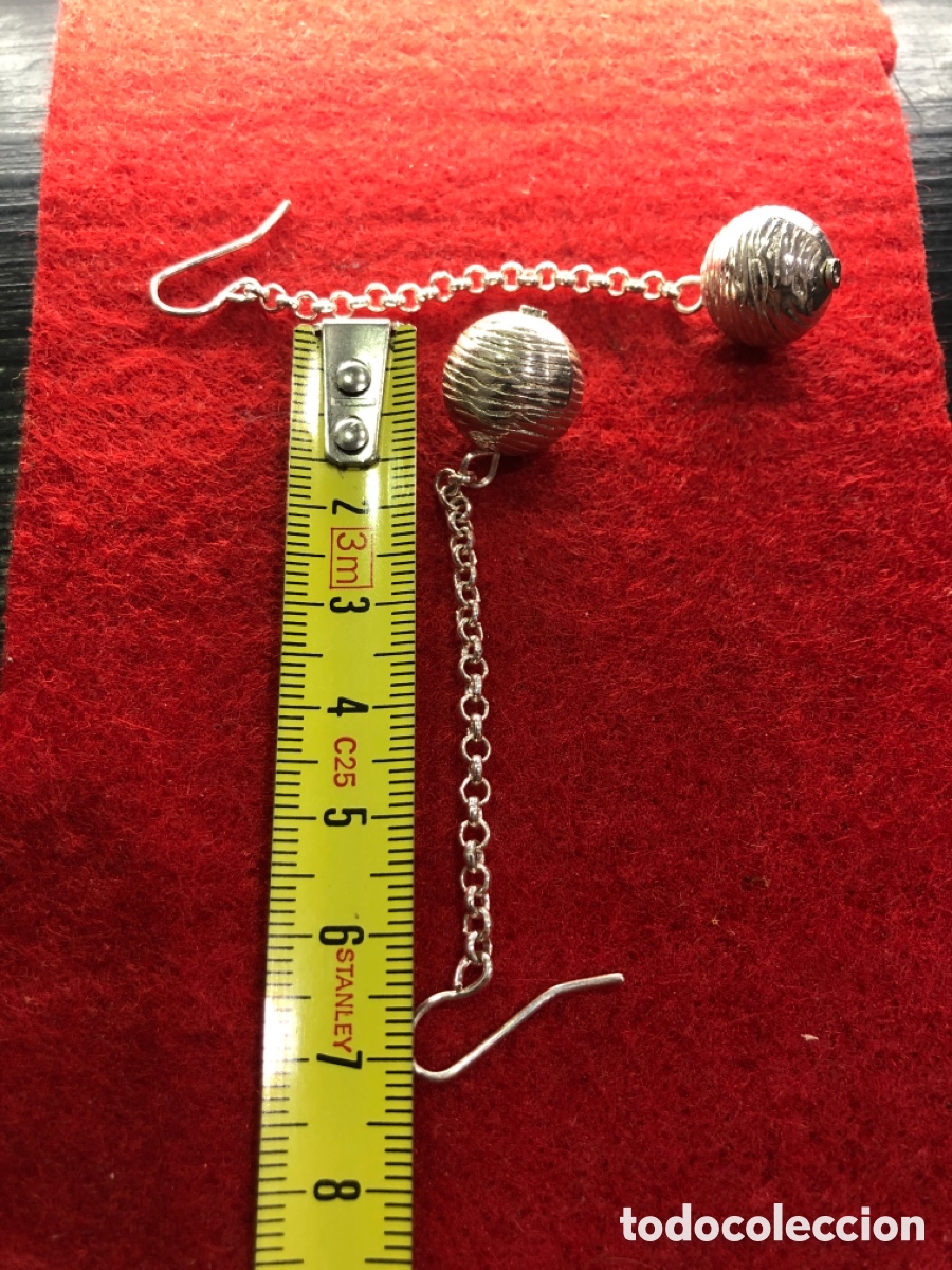 Joyeria: Pendientes cadena con bola, color plata (L1) - Foto 3