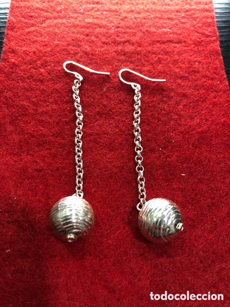Joyeria: Pendientes cadena con bola, color plata (L1) - Foto 1