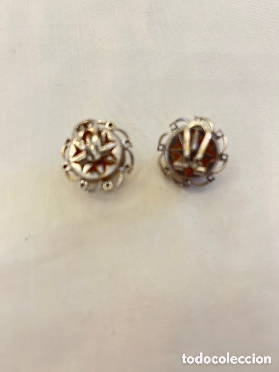 Joyeria: Pendientes de oro blanco, perlas y zafiros blancos. 2,2 cm - Foto 6