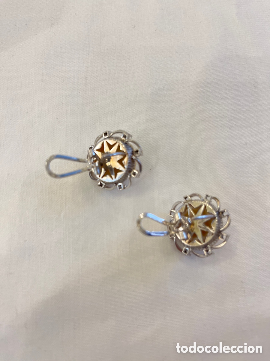 Joyeria: Pendientes de oro blanco, perlas y zafiros blancos. 2,2 cm - Foto 11