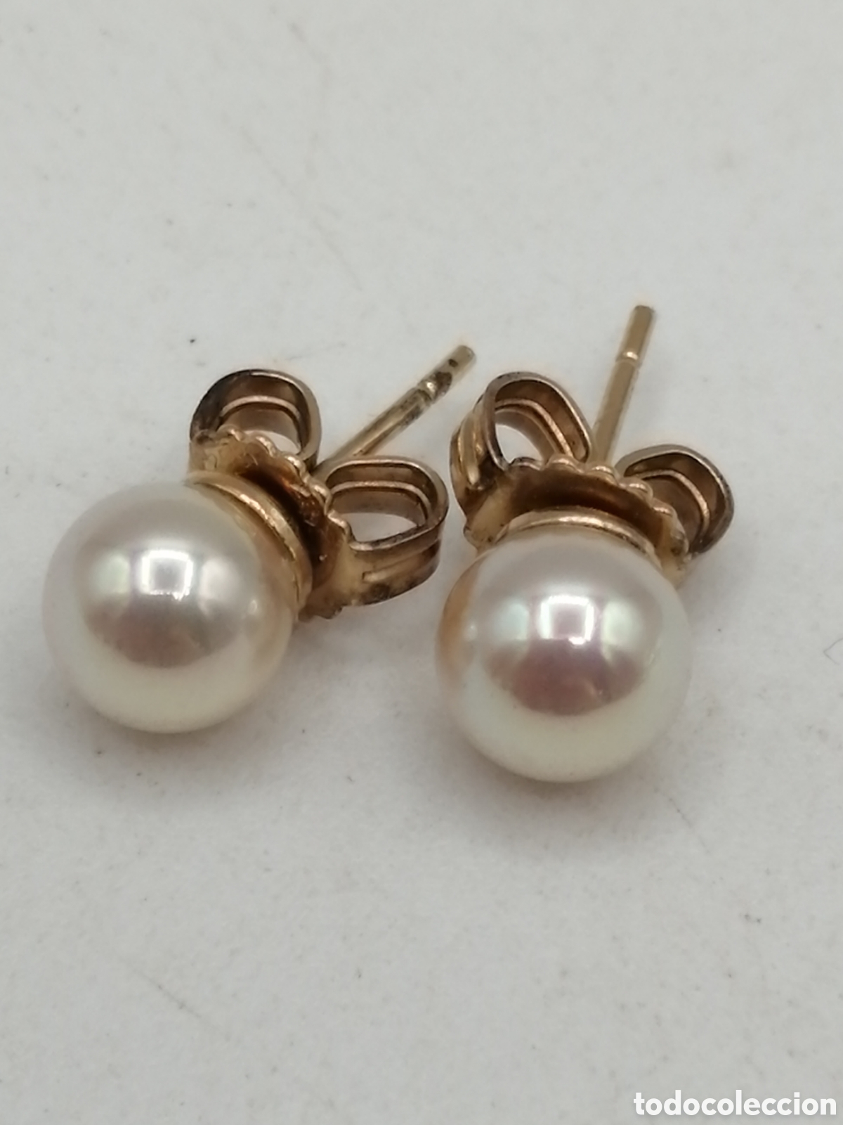 Joyeria: Pendientes plata chapada oro y perla - Foto 2