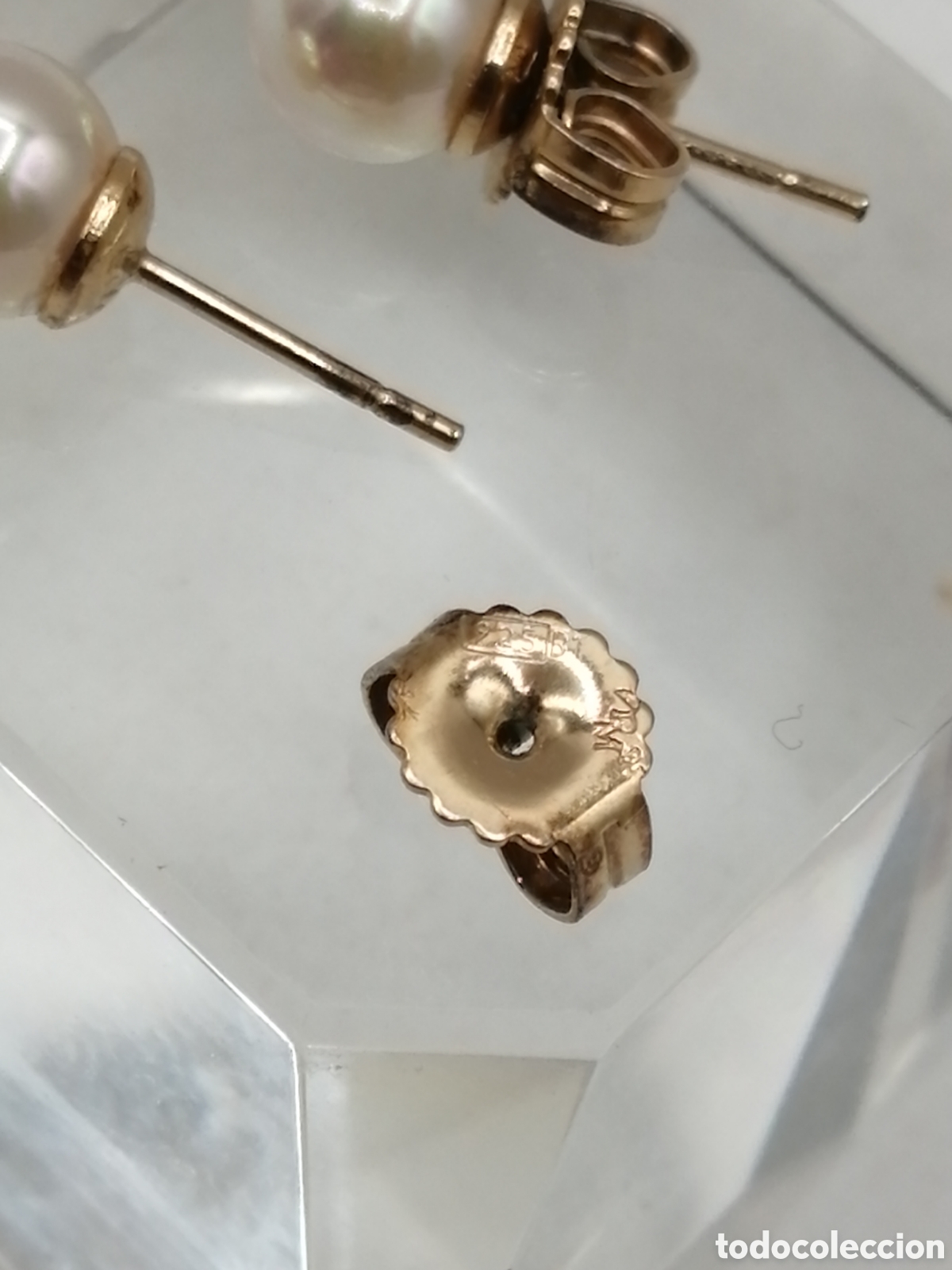 Joyeria: Pendientes plata chapada oro y perla - Foto 7