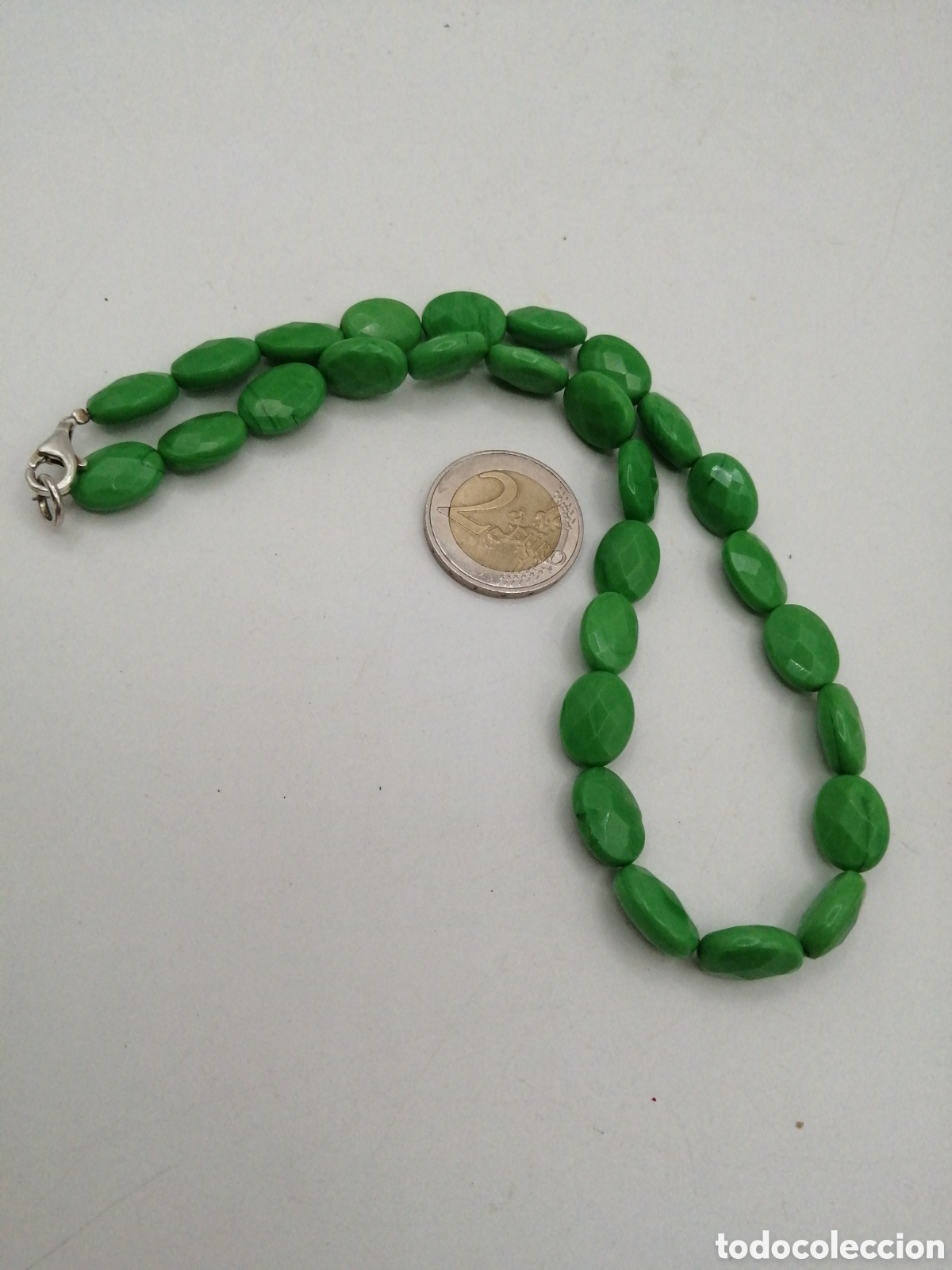 Joyeria: Collar vidrio color verde claro. Cierre plata - Foto 4