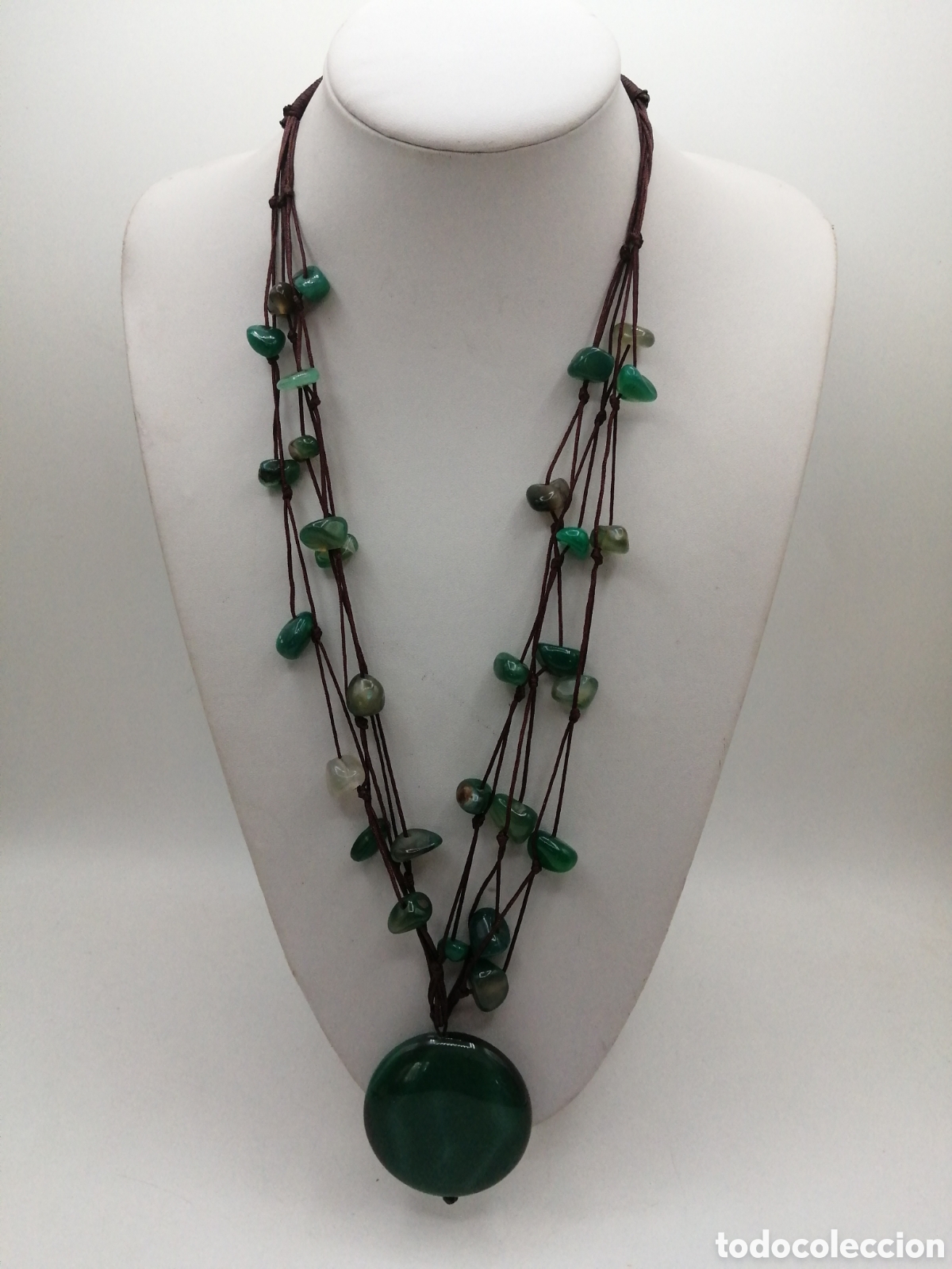 Joyeria: Collar &Aacute;gata verde y algod&oacute;n - Foto 3