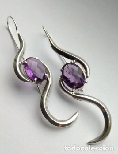 Joaillerie: Pendientes Lovely Vintage Amethyst European Style Earrings Women's Jewelry Fashion 9.2 gr