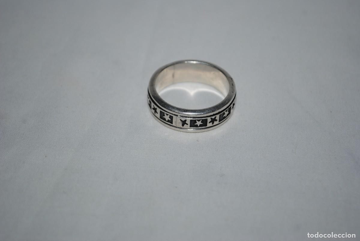 Joyeria: ANILLO DE PLATA , CON DOBLE ARO GIRATORIO GRABADO . - Foto 1