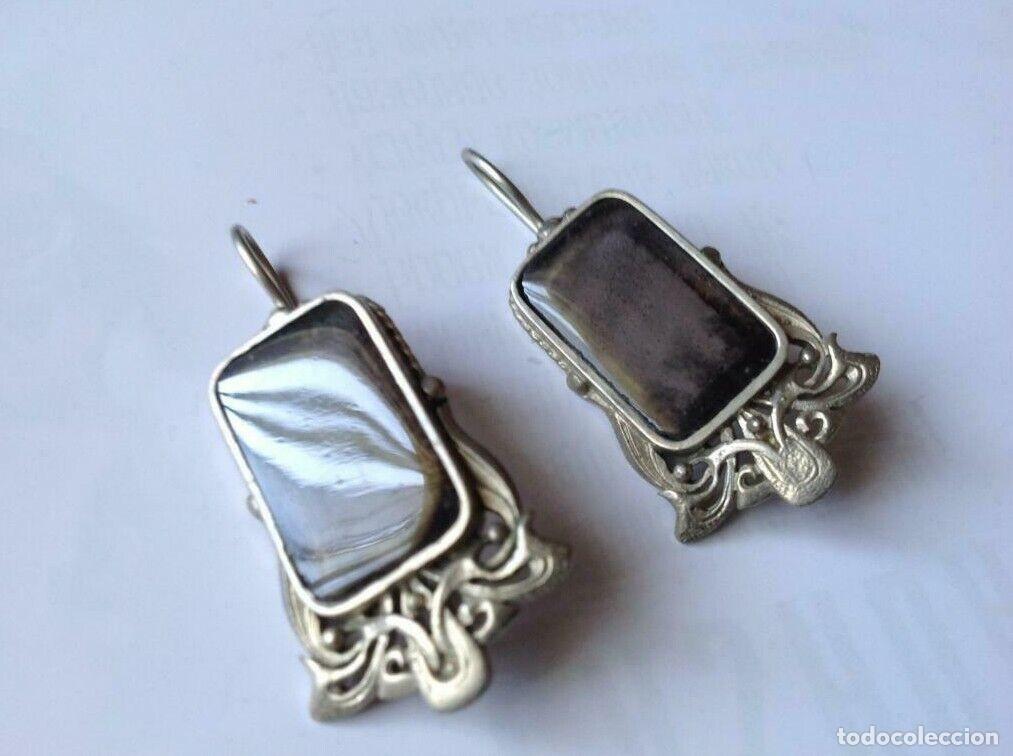 Schmuck: Pendientes Large Vintage Earrings With Natural Stone Cupronickel USSR Women's Jewelry Rare
