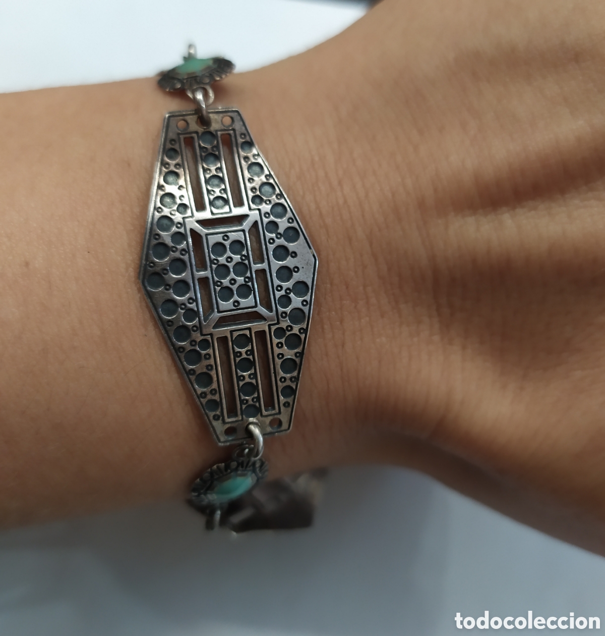 Joyeria: Original pulsera de plata vintage. Formas geom&eacute;tricas. - Foto 2