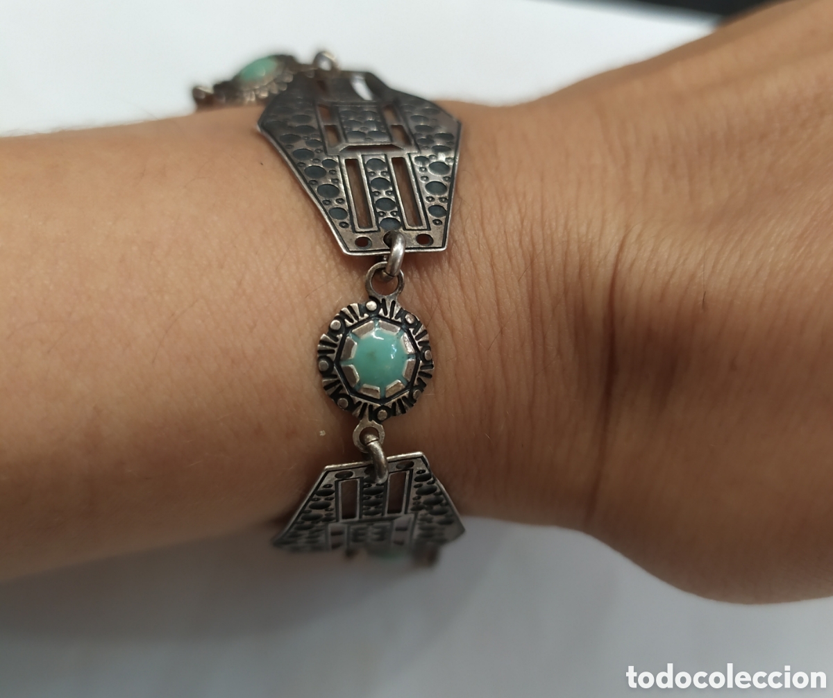 Joyeria: Original pulsera de plata vintage. Formas geom&eacute;tricas. - Foto 3