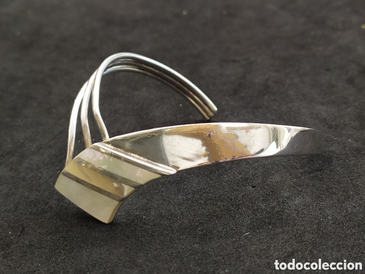 Joyeria: Brazalete de plata y nacar. Plata 925 - Foto 2