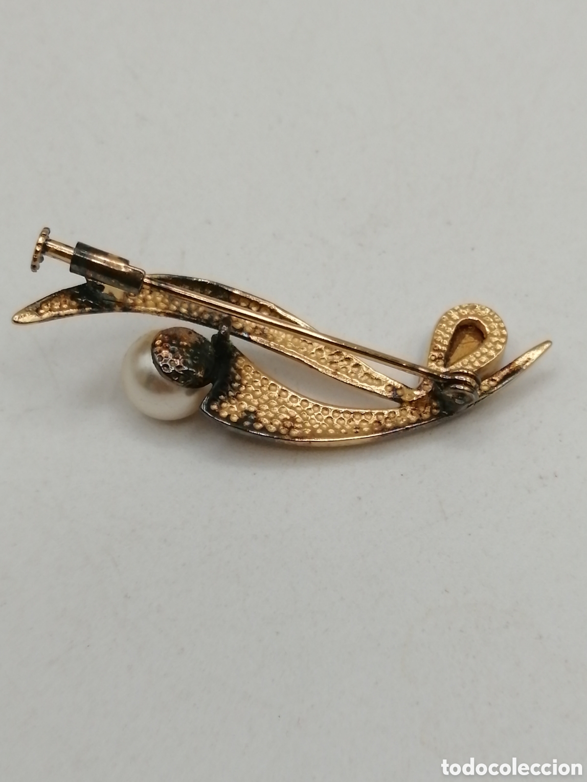 Joyeria: Broche plata chapada oro perla y strass - Foto 5