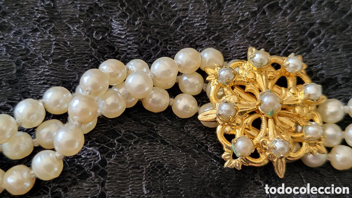 Joyeria: ANTIGUO COLLAR DE PERLAS Y FILIGRANA DORADA - Foto 5