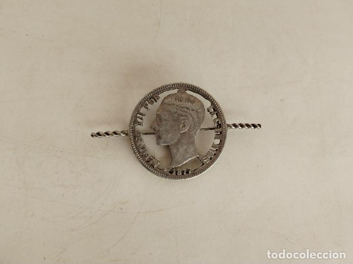 Joyeria: broche plata con moneda alfonso xll de 1877 - Foto 1