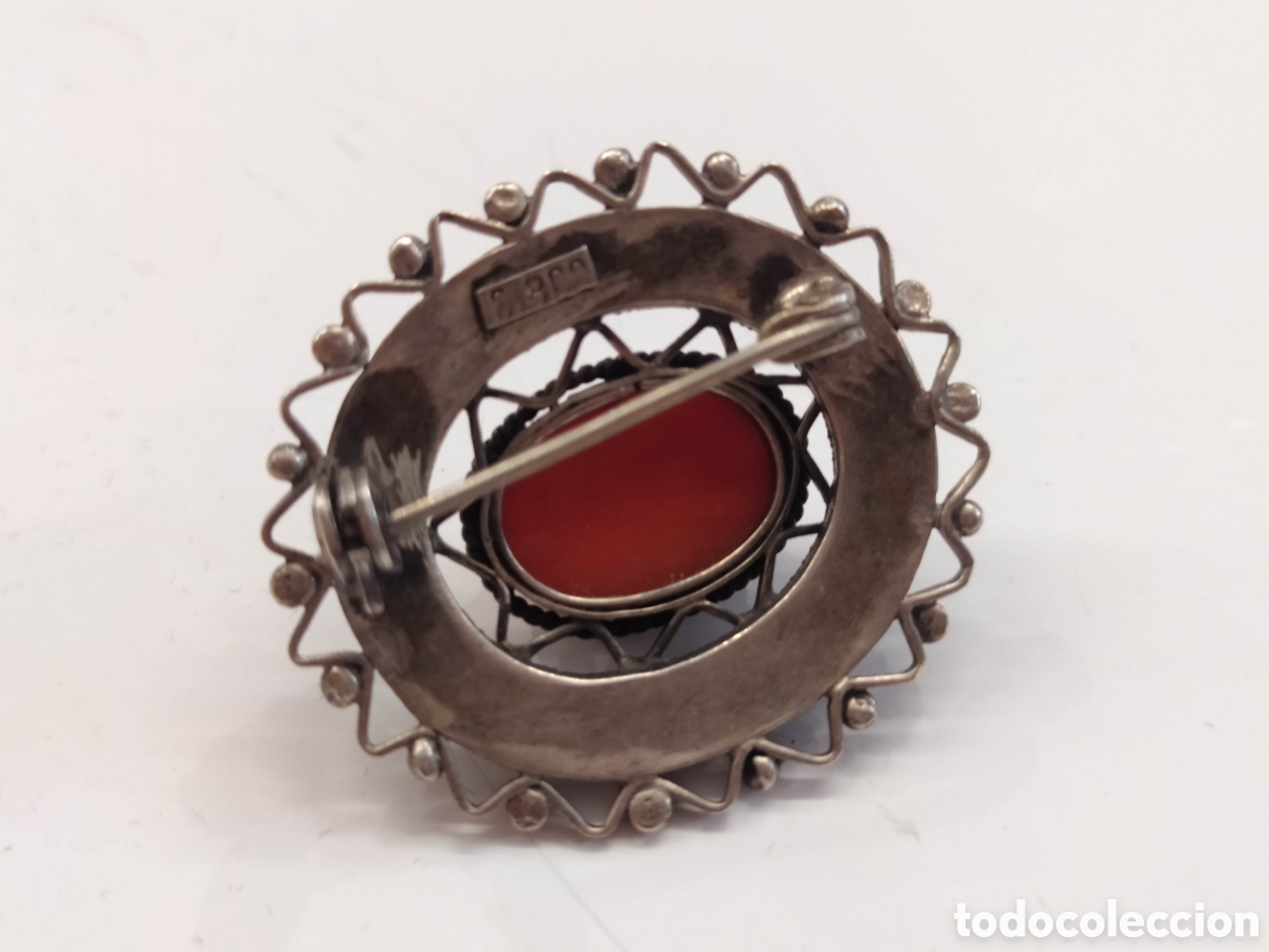Joyeria: Broche plata y coral. Plata 800. - Foto 4