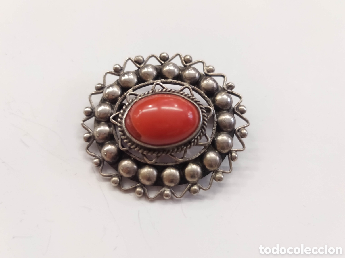 Joyeria: Broche plata y coral. Plata 800. - Foto 1