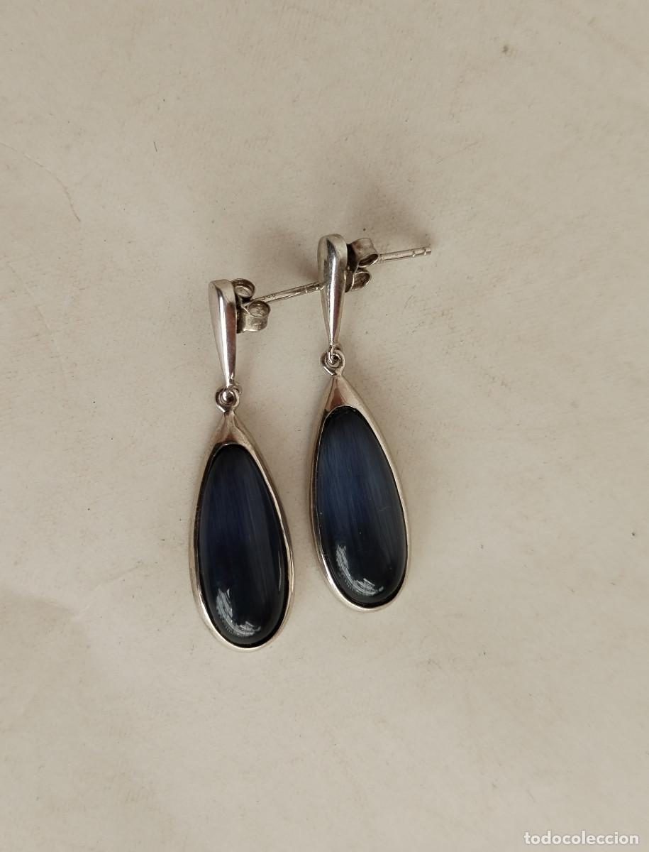 Gioielleria: pendientes azul piedra lunar plata