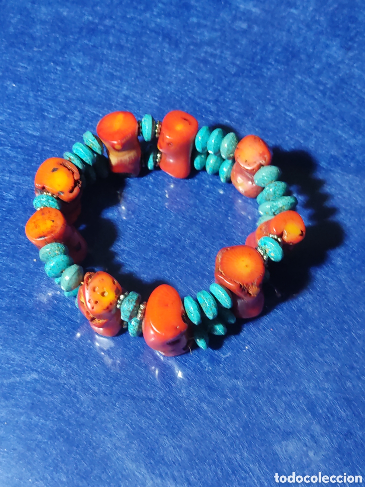 Joyeria: Pulsera de coral y turquesa.Vintage. - Foto 2