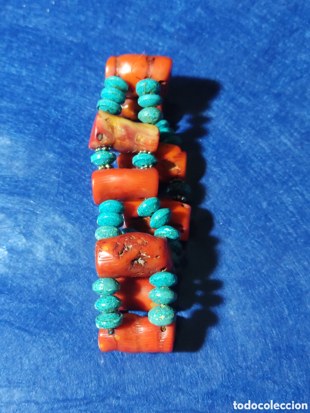 Joyeria: Pulsera de coral y turquesa.Vintage. - Foto 3