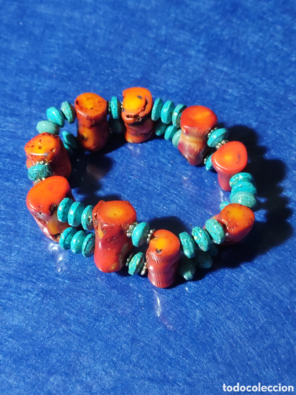 Joyeria: Pulsera de coral y turquesa.Vintage. - Foto 5