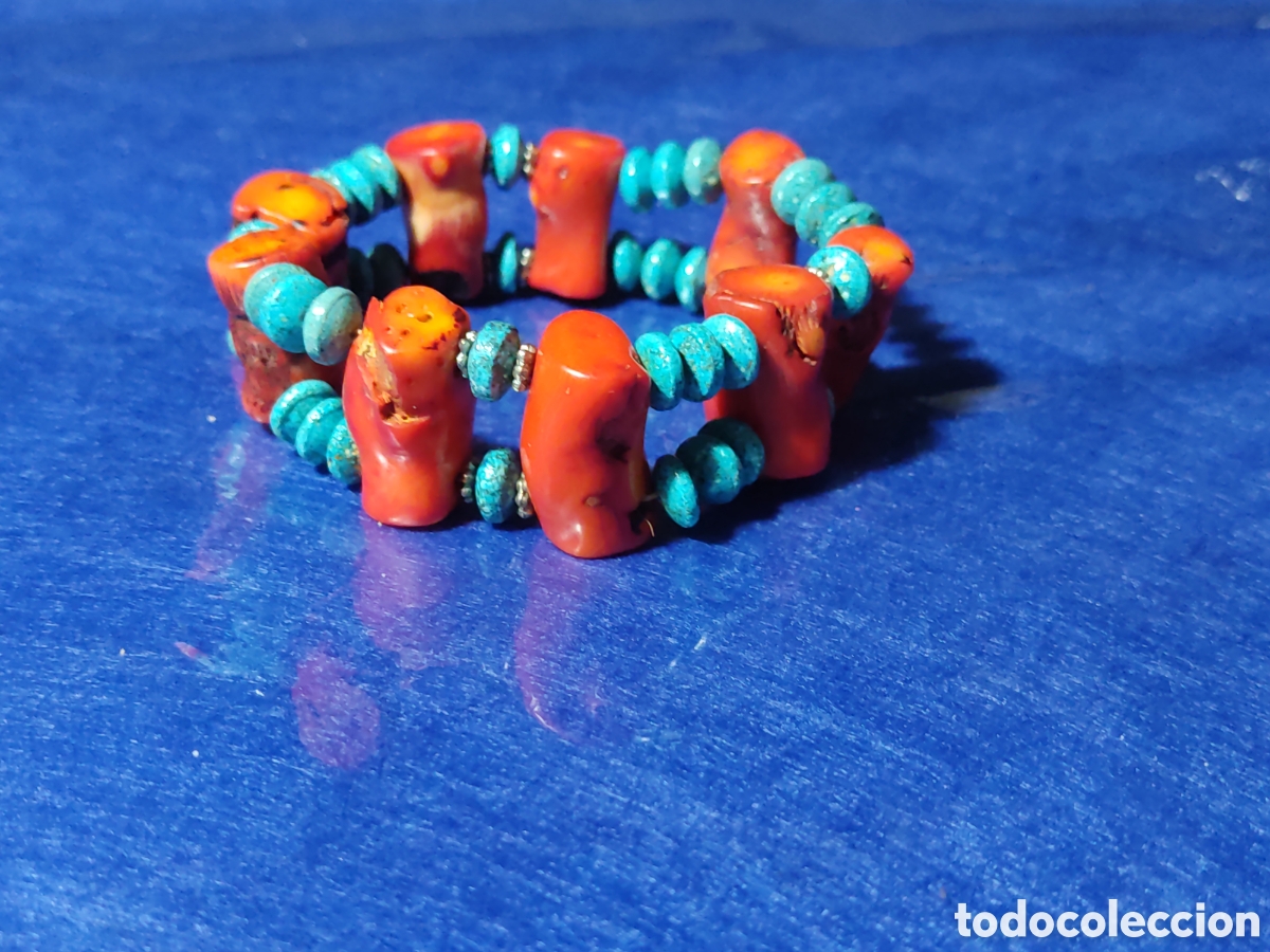 Joyeria: Pulsera de coral y turquesa.Vintage. - Foto 1