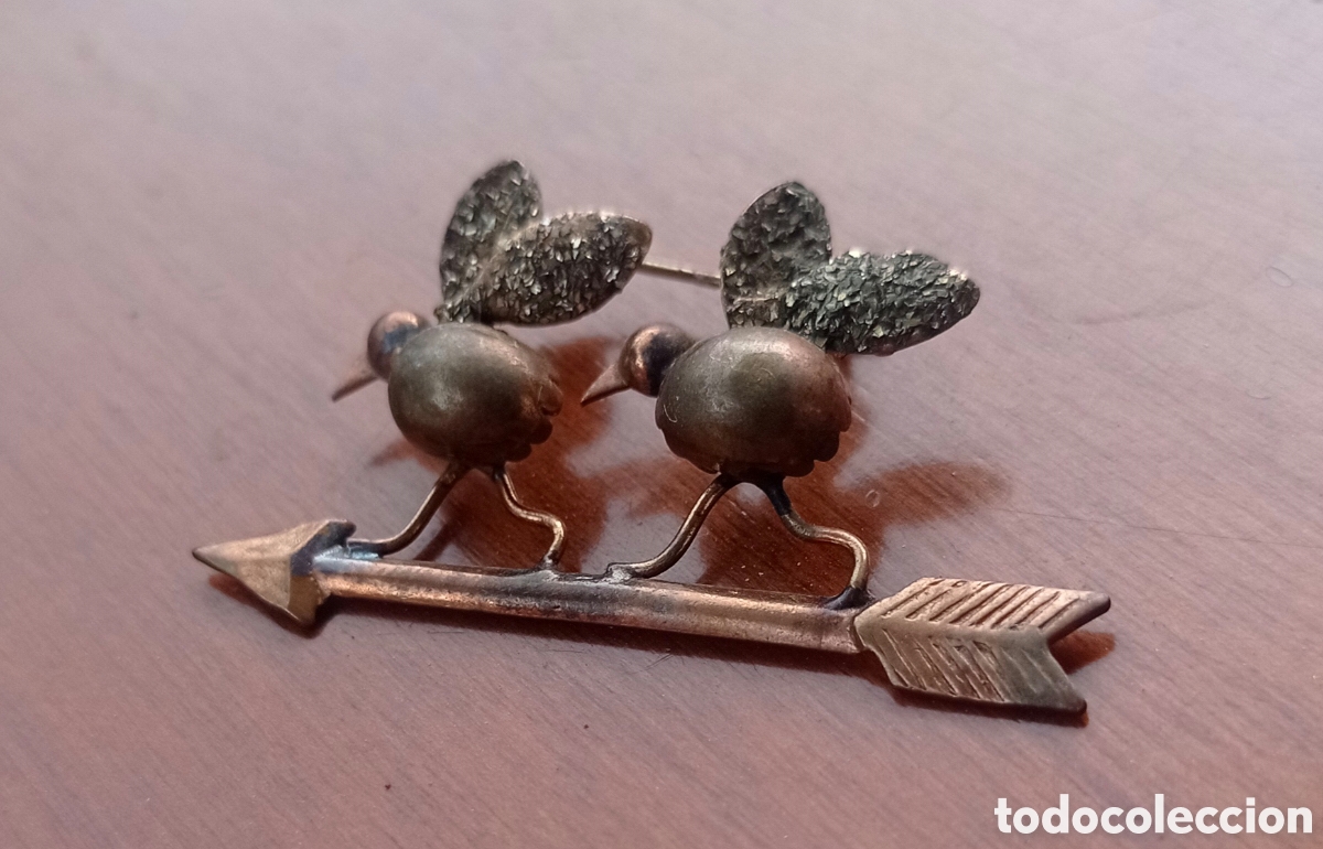 Joyeria: ⚜️ ANTIGUO BROCHE CENTENARIO P&Aacute;JAROS - Foto 2