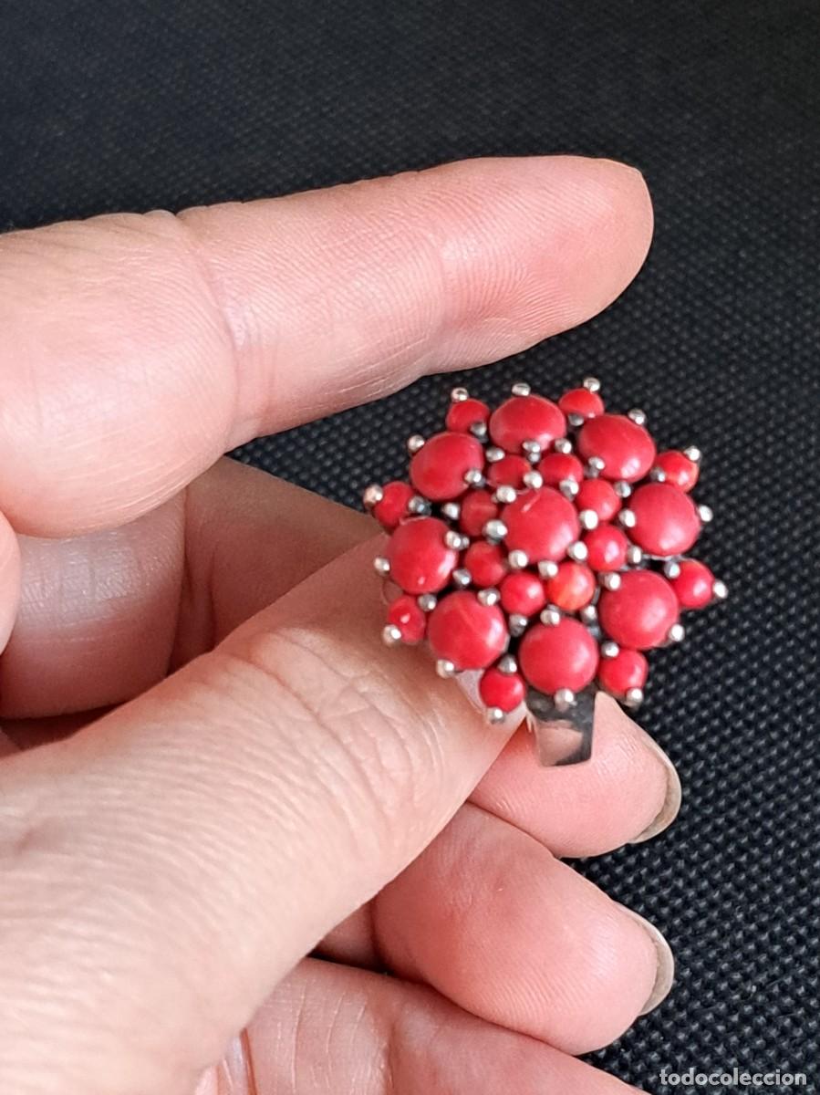 Joyeria: Anillo vintage de plata maciza 925 flor de coral - Foto 2