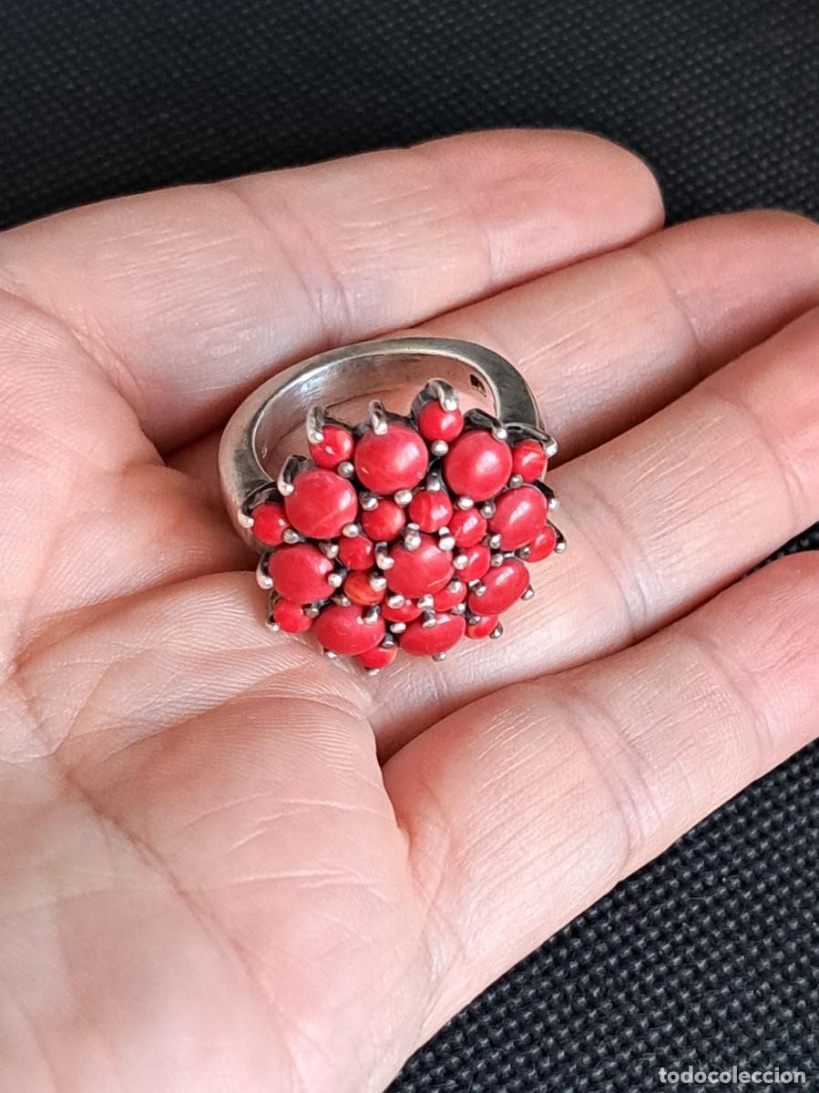 Joyeria: Anillo vintage de plata maciza 925 flor de coral - Foto 3