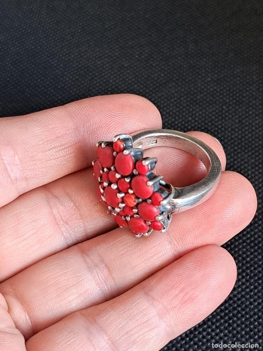 Joyeria: Anillo vintage de plata maciza 925 flor de coral - Foto 4