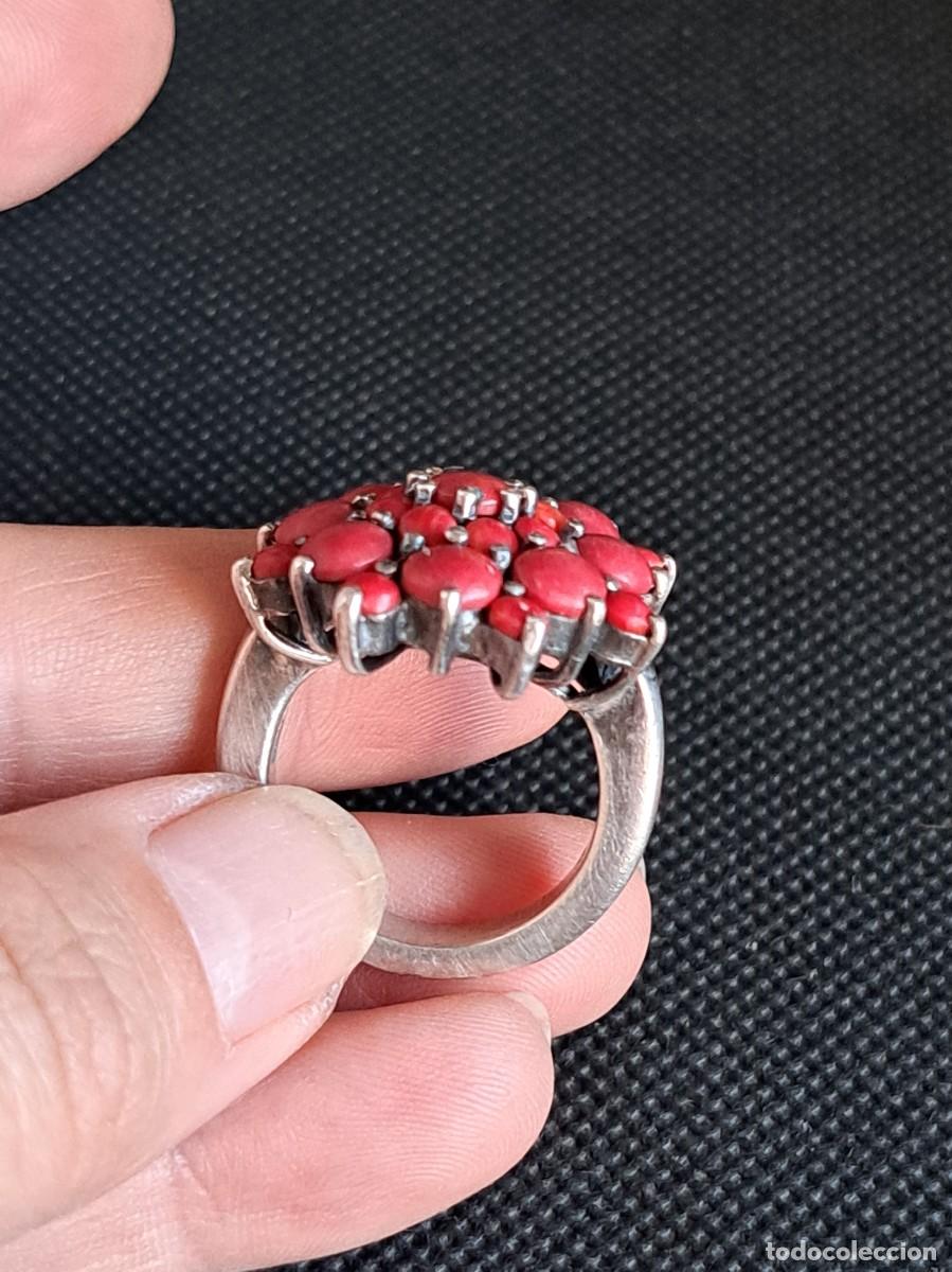 Joyeria: Anillo vintage de plata maciza 925 flor de coral - Foto 5