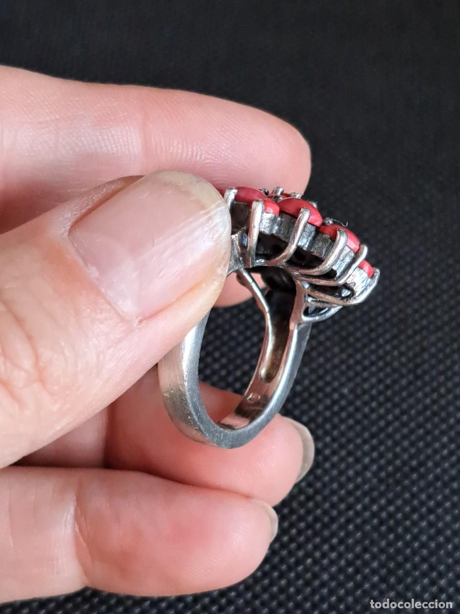 Joyeria: Anillo vintage de plata maciza 925 flor de coral - Foto 6