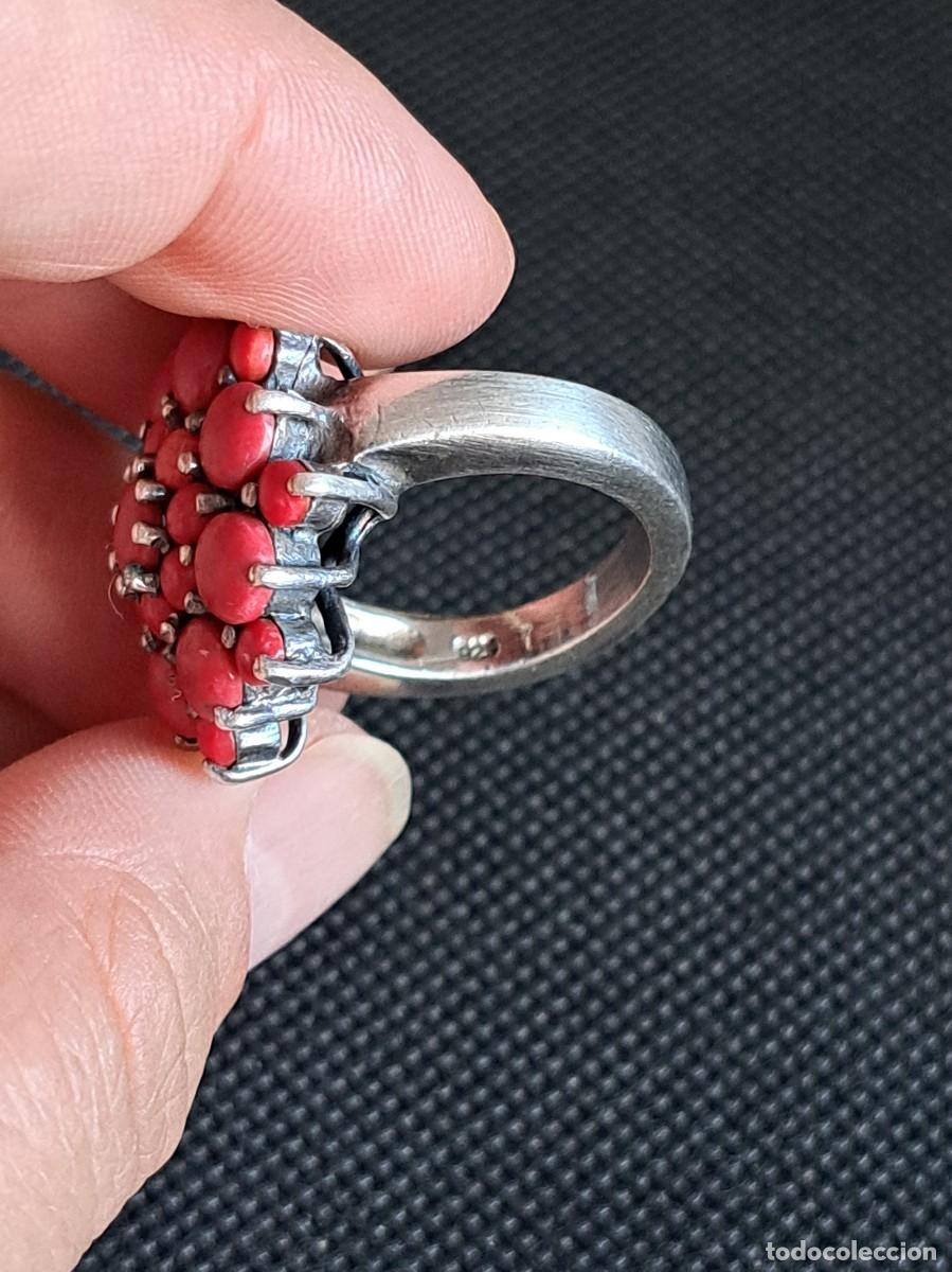 Joyeria: Anillo vintage de plata maciza 925 flor de coral - Foto 7