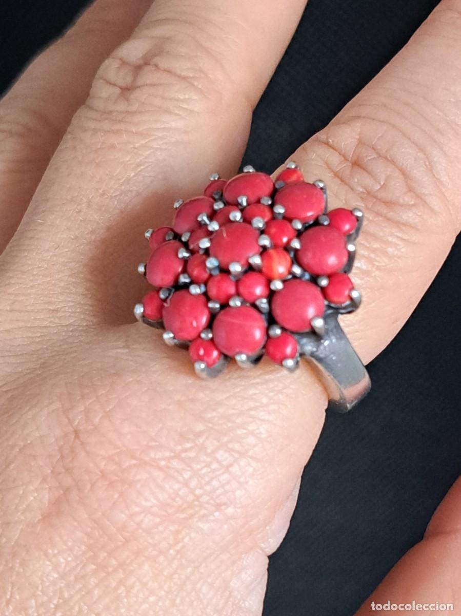 Joyeria: Anillo vintage de plata maciza 925 flor de coral - Foto 9