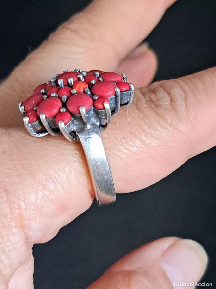 Joyeria: Anillo vintage de plata maciza 925 flor de coral - Foto 10