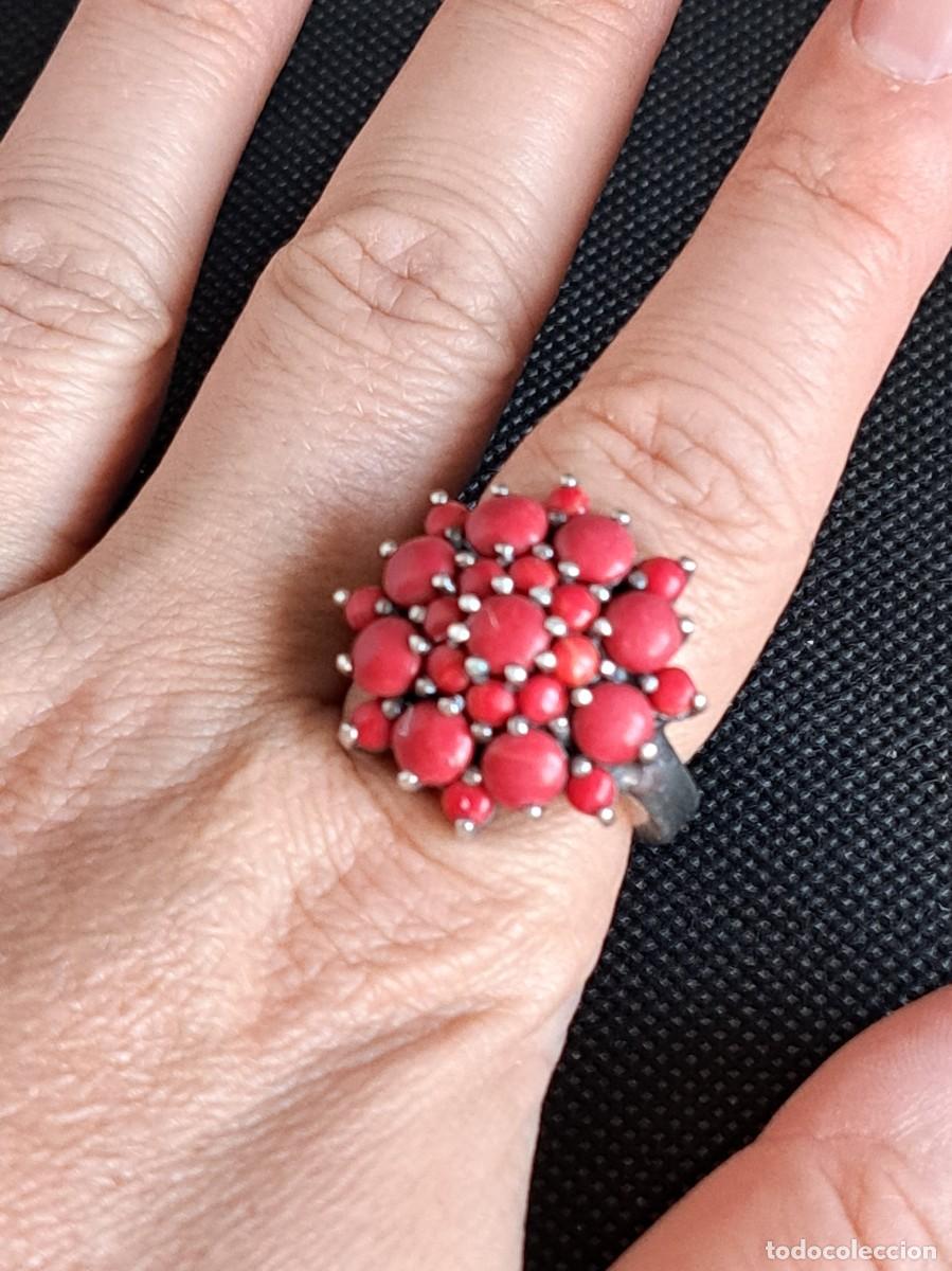 Joyeria: Anillo vintage de plata maciza 925 flor de coral - Foto 11