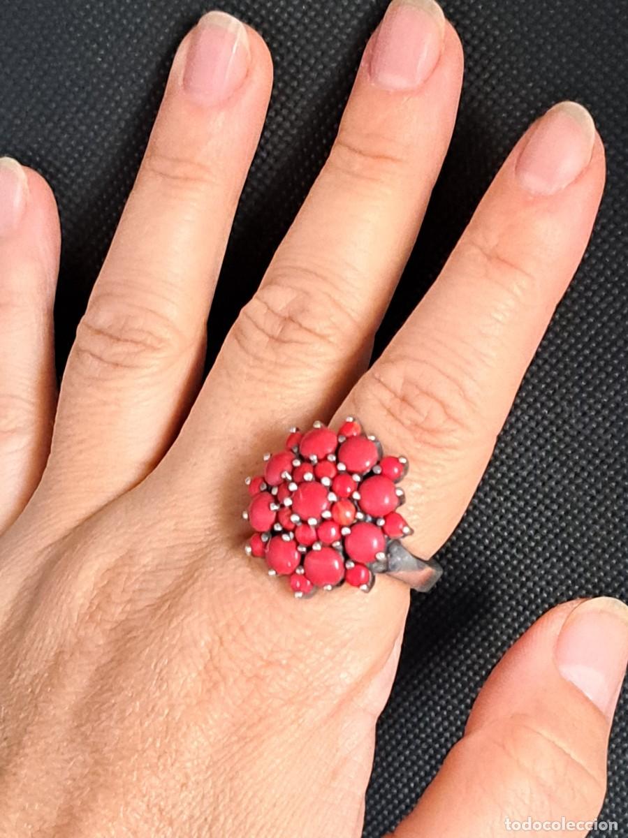 Joyeria: Anillo vintage de plata maciza 925 flor de coral - Foto 12