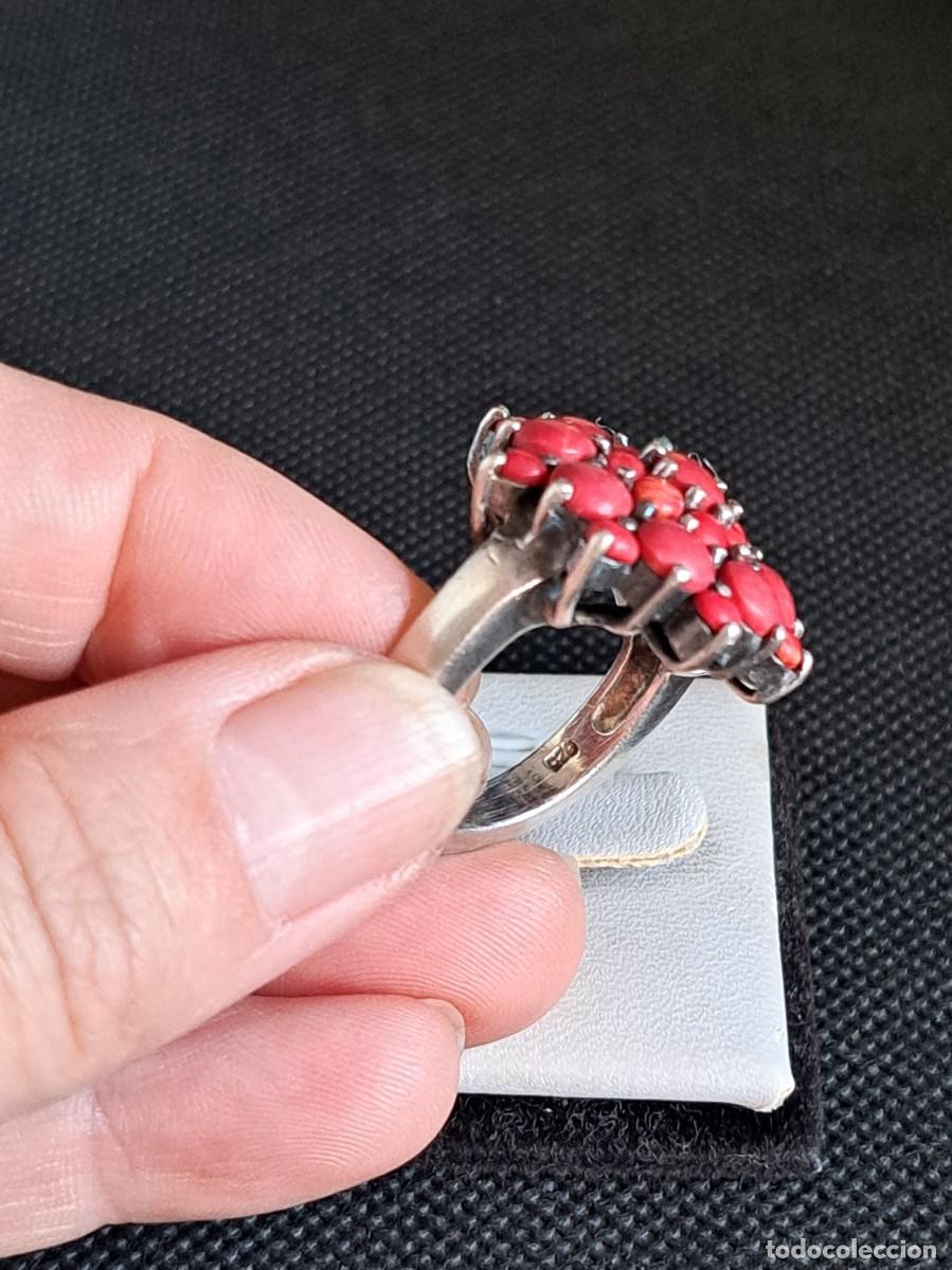 Joyeria: Anillo vintage de plata maciza 925 flor de coral - Foto 13