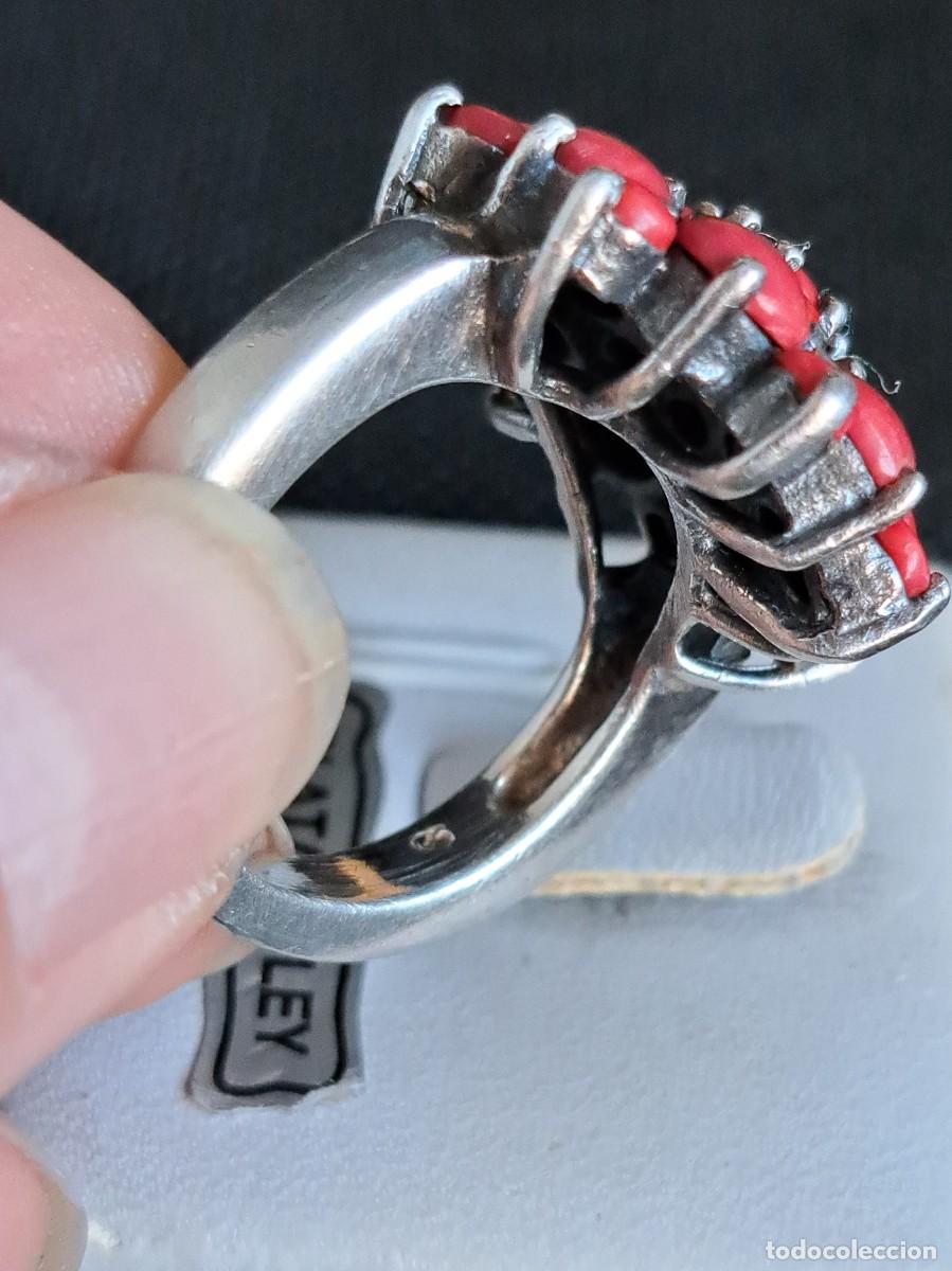 Joyeria: Anillo vintage de plata maciza 925 flor de coral - Foto 14