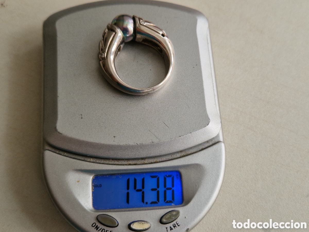 Joyeria: ANILLO DE PLATA DE LEY CONTRASTES PERLA NEGRA - Foto 2