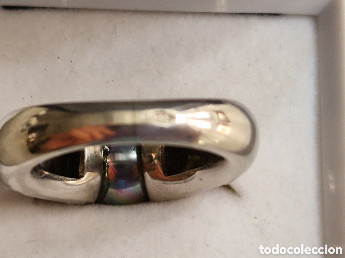 Joyeria: ANILLO DE PLATA DE LEY CONTRASTES PERLA NEGRA - Foto 4