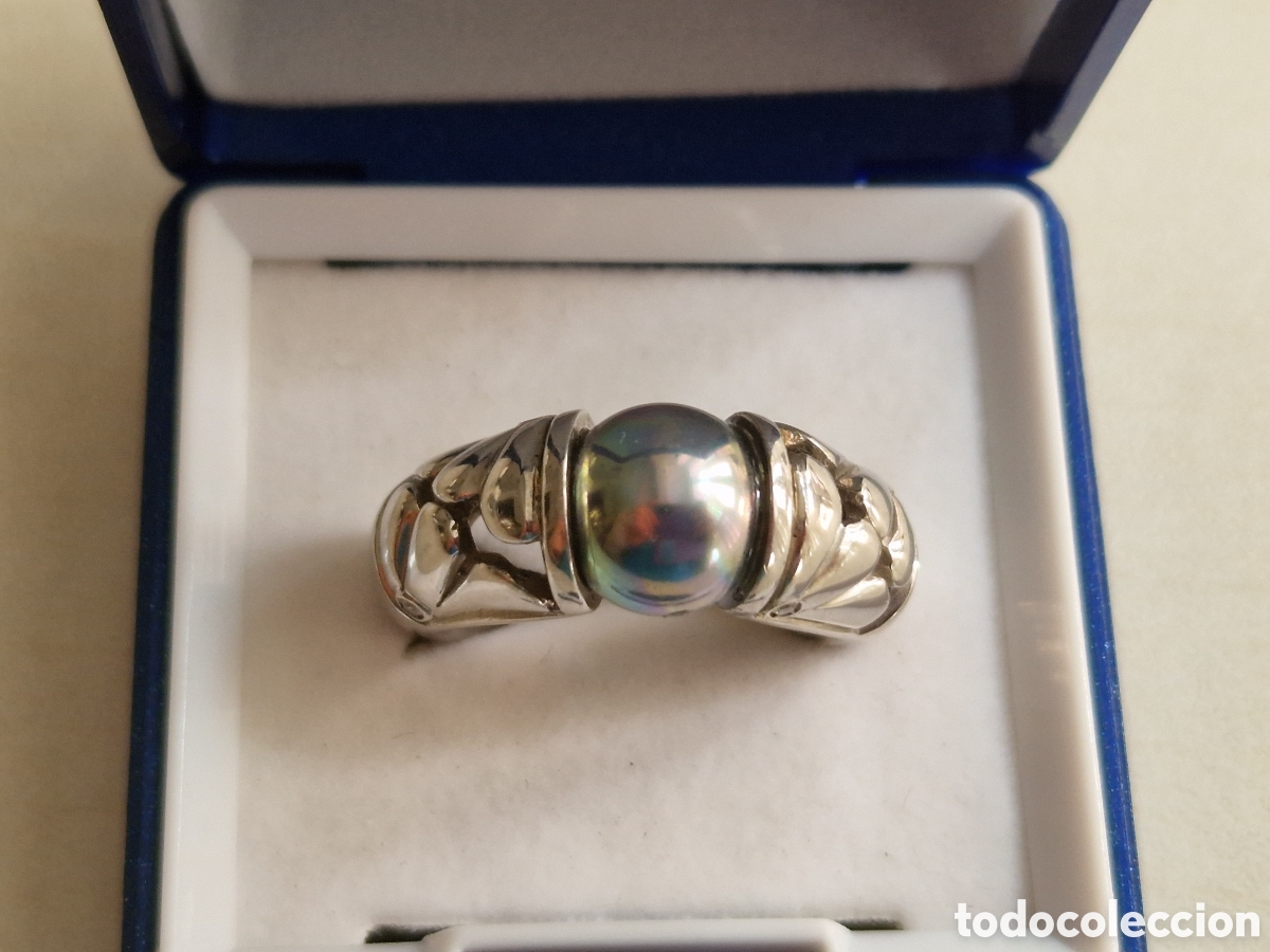 Joyeria: ANILLO DE PLATA DE LEY CONTRASTES PERLA NEGRA - Foto 5