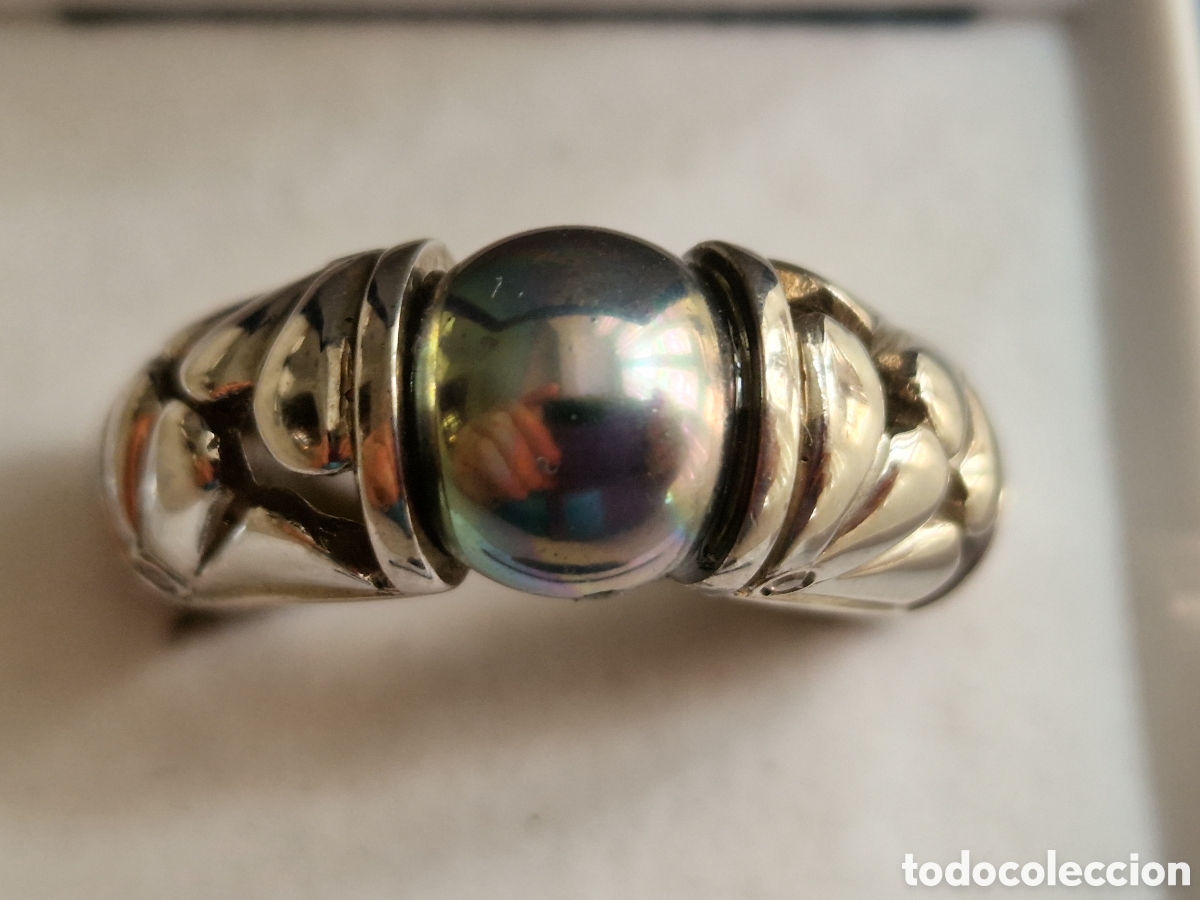 Joyeria: ANILLO DE PLATA DE LEY CONTRASTES PERLA NEGRA - Foto 6