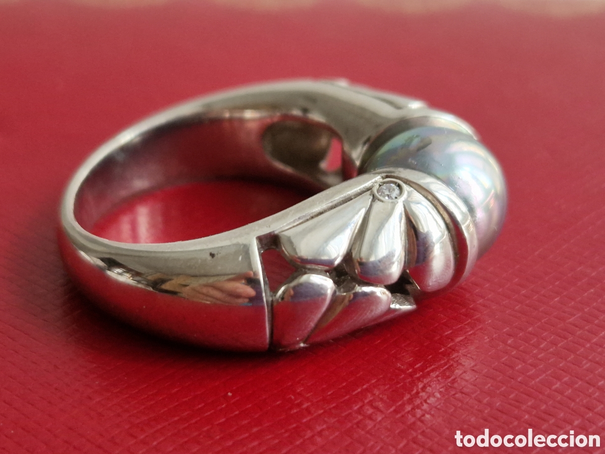 Joyeria: ANILLO DE PLATA DE LEY CONTRASTES PERLA NEGRA - Foto 8