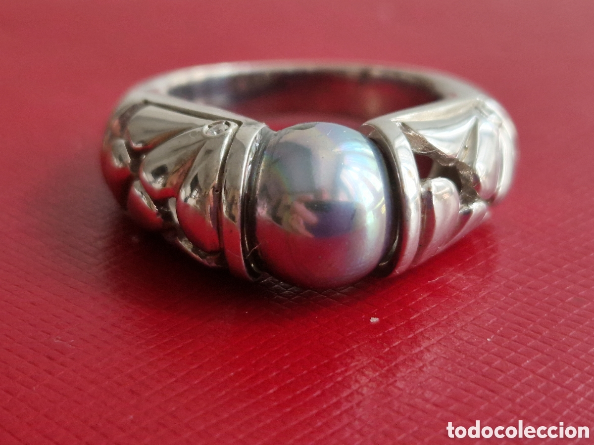 Joyeria: ANILLO DE PLATA DE LEY CONTRASTES PERLA NEGRA - Foto 11