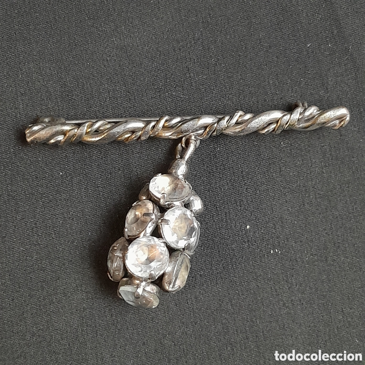 joy-2734. broche de plata con circonitas. final - Buy Antique brooches on  todocoleccion