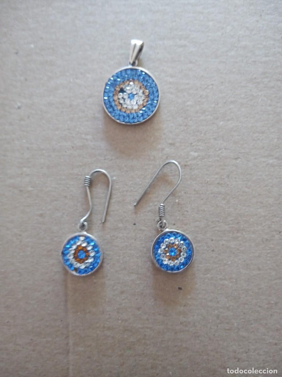 Joaillerie: PRECIOSO CONJUNTO DE COLGANTE Y PENDIENTES DE PLATA 925