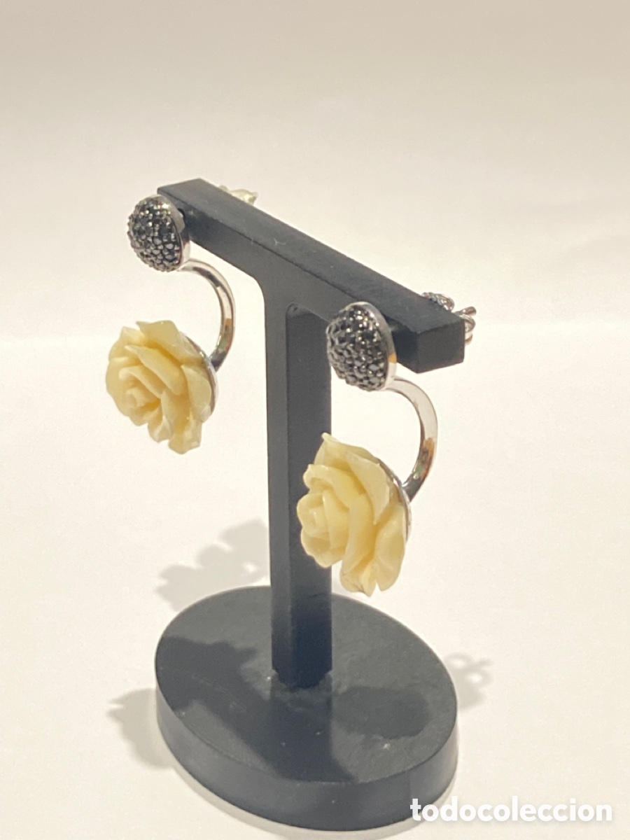 Joyeria: Pendientes de plata 2 en 1 con circonitas negras /P134 - Foto 2
