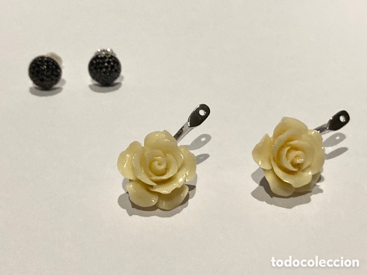Joyeria: Pendientes de plata 2 en 1 con circonitas negras /P134 - Foto 5