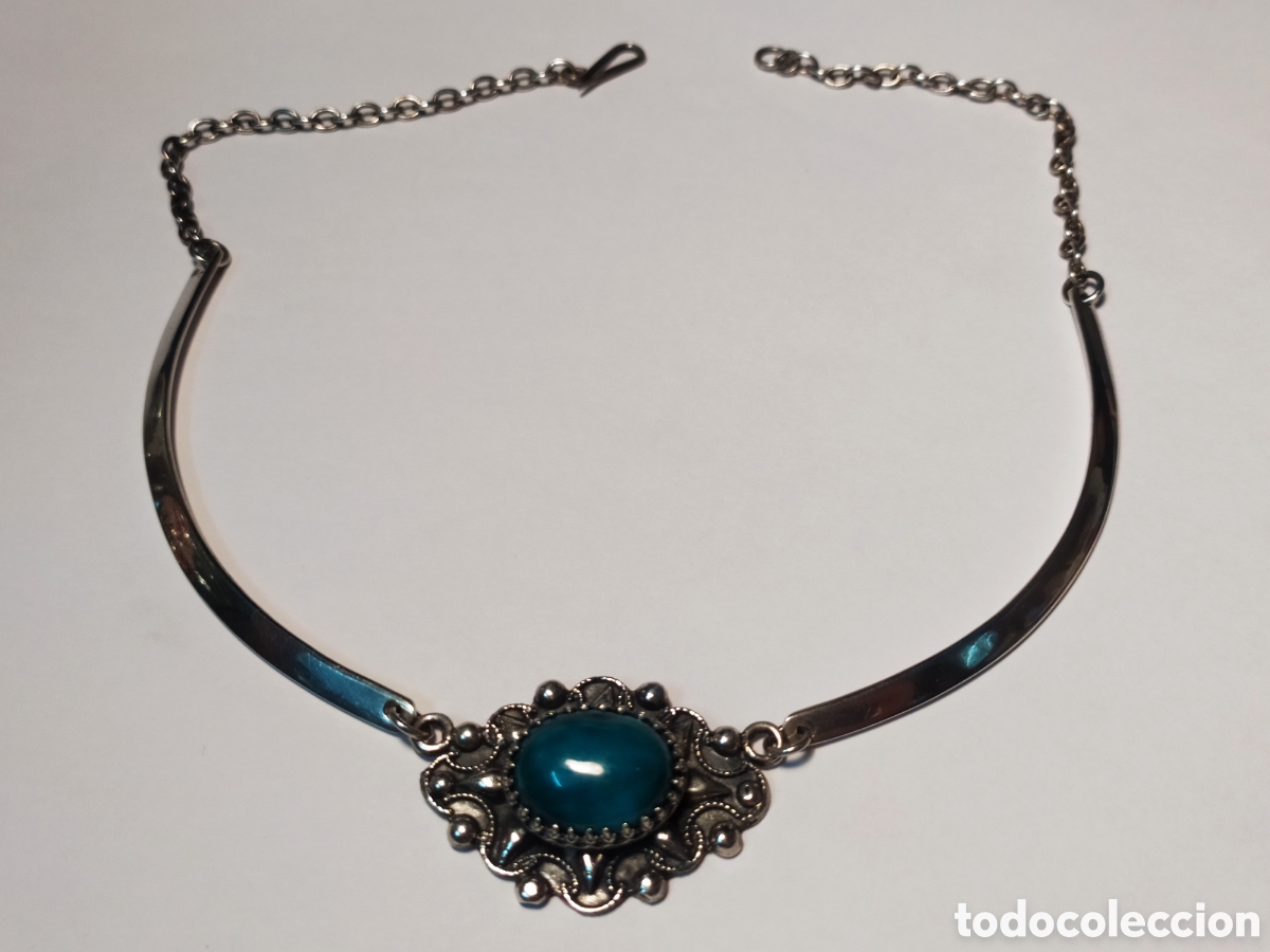 Joyeria: Collar &eacute;tnico de plata. Piedra verde. - Foto 2