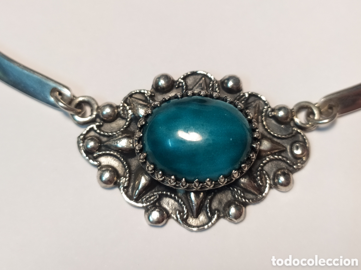 Joyeria: Collar &eacute;tnico de plata. Piedra verde. - Foto 3